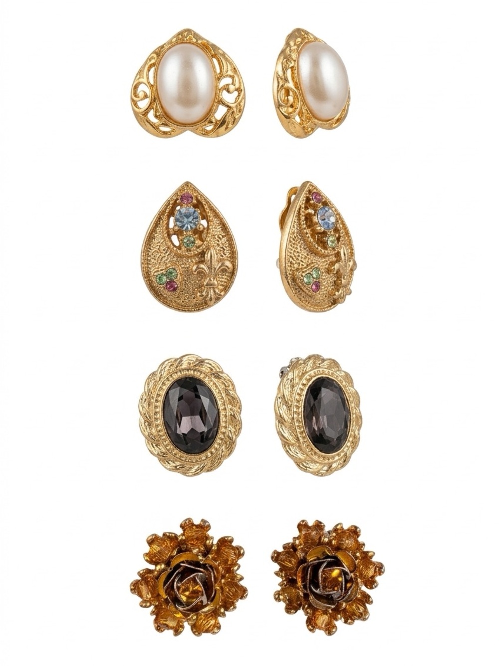 Vintage Clip on and post back Multi-Pair Earrings lot